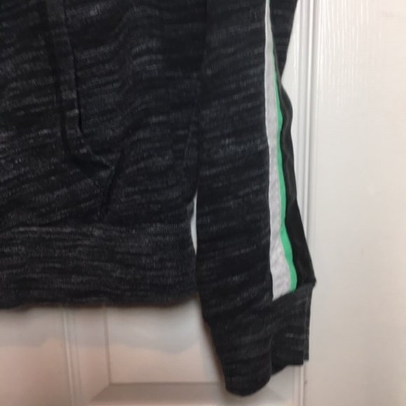 PINK Victoria's Secret Front Full-Zip Side Stripes Black/Gray Hoodie Medium - Picture 8 of 16